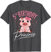 Pig Birthday 5 Cute Piggy Barn Party Apparel Pig 5th Birthday Princess Farm Party Hog Farmer Barnyard T-Shirt - Dark Heather Grey