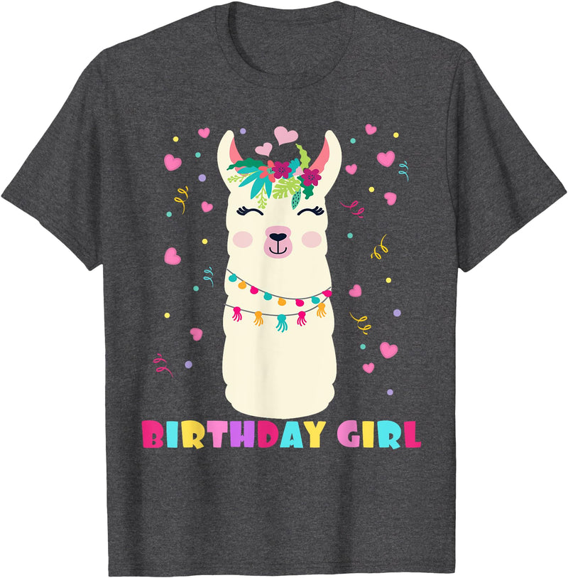 Llamazing Birthday Party Outfit Llama Lovers Birthday Girl Cute Llama Alpaca Kids Llamazing T-Shirt - Dark Heather Grey