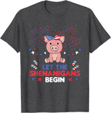 Fourth Of July - Cute Animals America 4th Of July American Pig Kids USA Pig T-Shirt - Dark Heather Grey