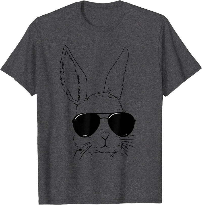 Easter Bunny with Glasses Funny Rabbit Easter Day Men Boys T-Shirt in Dark Heather Grey