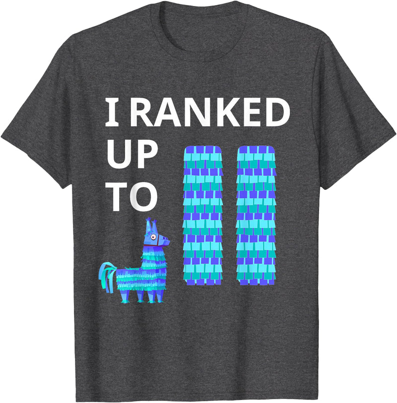 I Ranked Up To 11 Birthday Video Game Llama Piñata Birthday T-Shirt - Dark Heather Grey