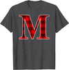Buffalo Plaid Forever Buffalo Plaid Monogram Letter M Matching Holiday T-Shirt - Dark Heather Grey