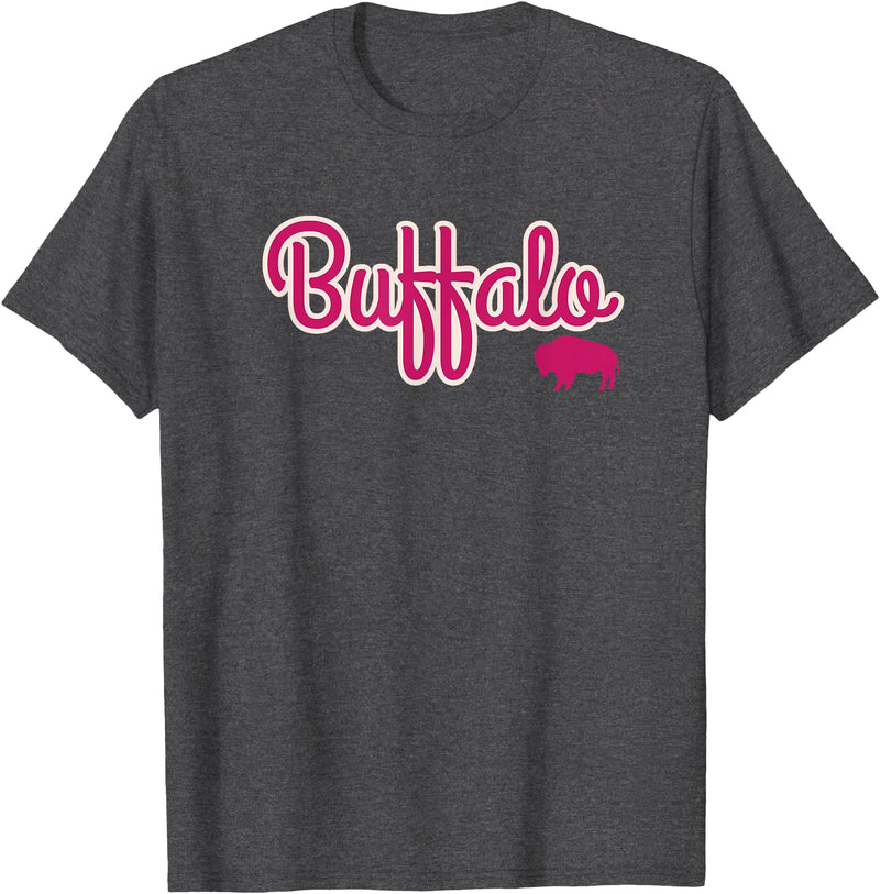 Buffalo NY Designs Buffalo NY Pink Color Logo, Buffalo Pride T-Shirt - Dark Heather Grey