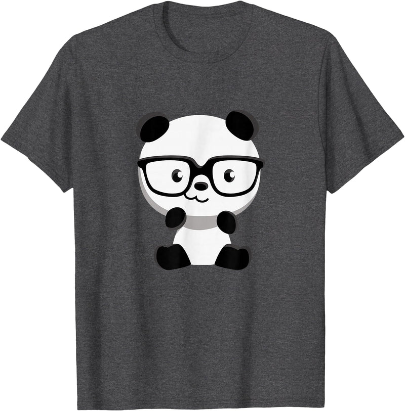 My Shirt Hub Cute Little Bear Panda Nerd with Glasses T-Shirt - Dark Heather Grey