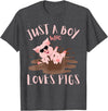 Funny Pig Lover Farm Animals Just A Boy Who Loves Pigs sunglasses In the Mud Kids Boy T-Shirt - Dark Heather Grey