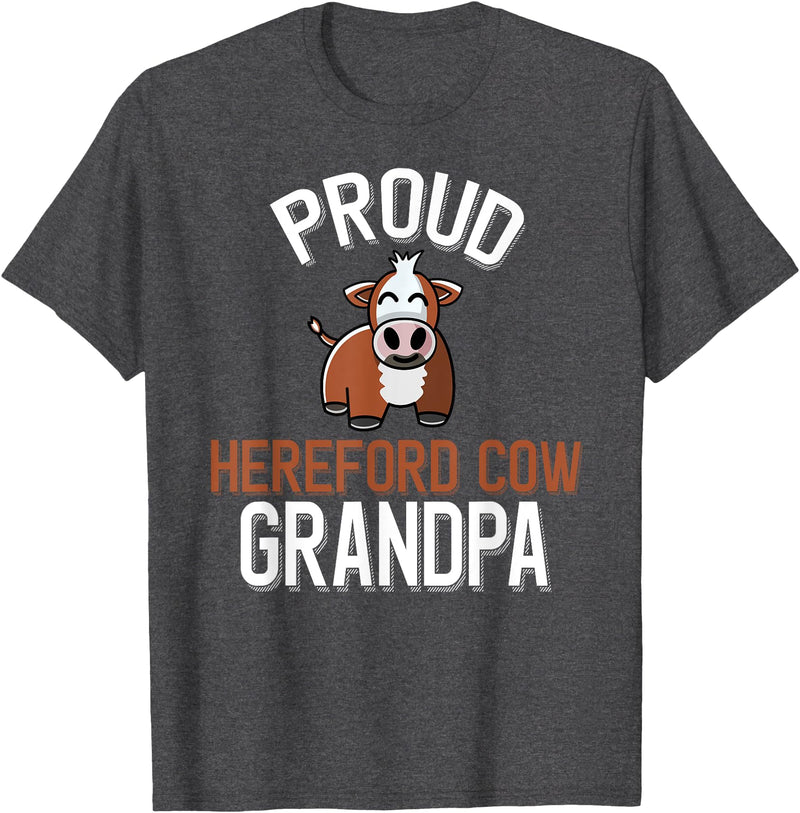 Cute Hereford Cow Family Apparel Proud Hereford Cow Grandpa T-Shirt - Dark Heather Grey