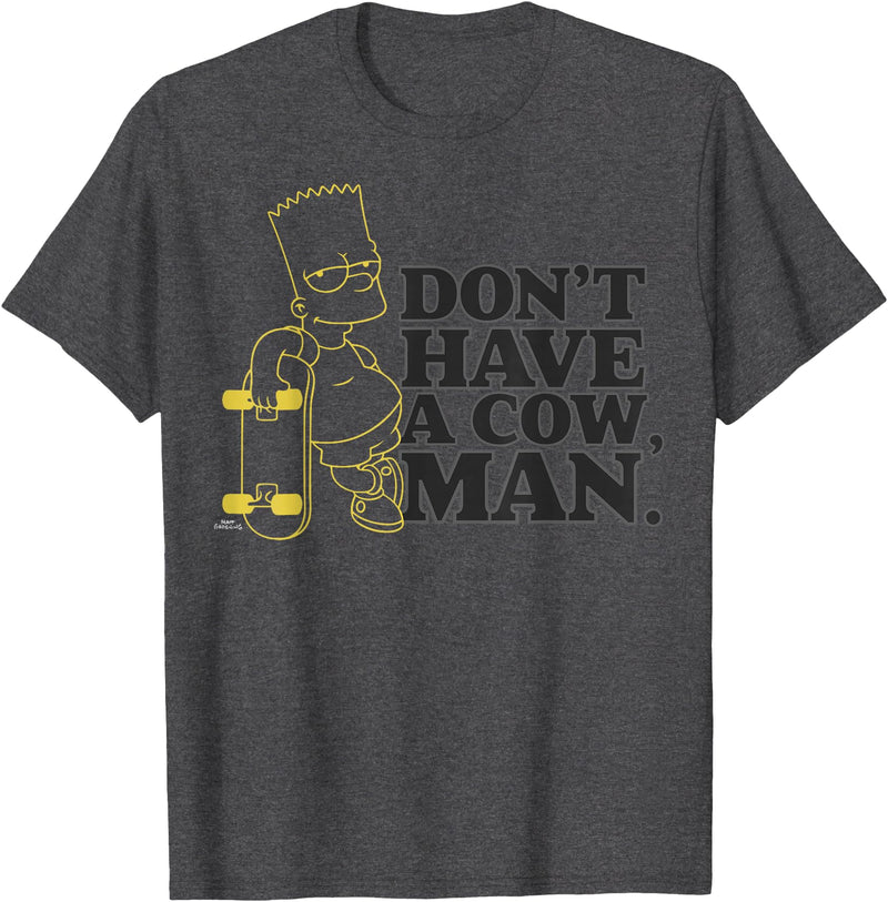The Simpsons Dont Have a Cow, Man Bart Simpson Skateboard T-Shirt - Dark Heather Grey