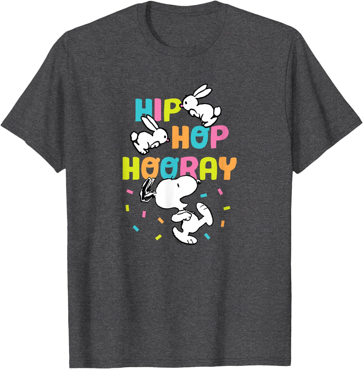 Easter Snoopy Rabbits Hip Hop Hooray T-Shirt in Dark Heather Grey