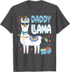Family Matching Llama Birthday Party Supplies Daddy Llama Dad Of The Birthday Boy Girl Llama Birthday T-Shirt - Dark Heather Grey