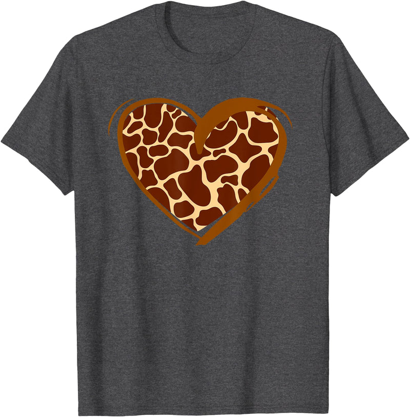 Animal Giraffe Print Clothing Heart Giraffe Pattern for Giraffe Lover T-Shirt - Dark Heather Grey