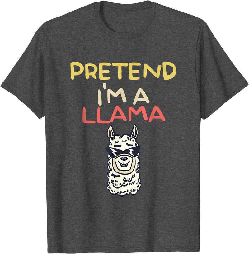 Funny Pretend I'm A Llama Halloween Costume Gift Funny Pretend I'm A Llama | Halloween Costume T-Shirt - Dark Heather Grey