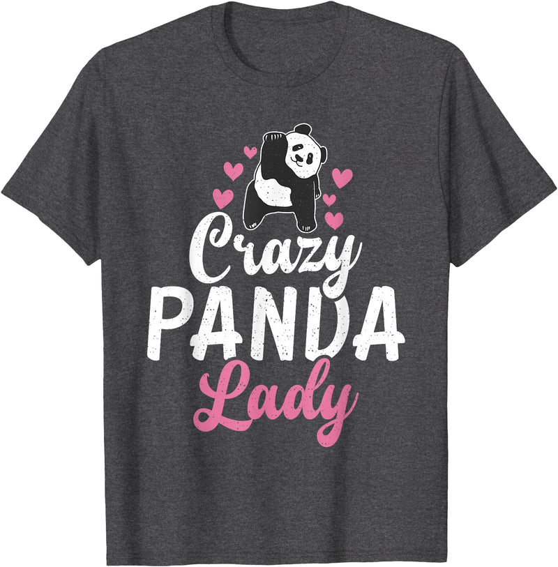 Panda Gifts and Acessories Crazy Panda Lady Panda Bear Lover T-Shirt - Dark Heather Grey
