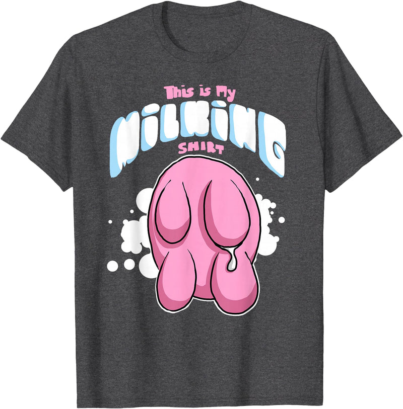 Eliaac Funny Dairy Farmers Milking Cows Womens This is My Milking Top Dairy Farming Cows Udders T-Shirt - Dark Heather Grey