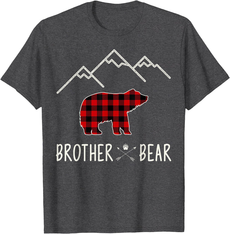 Zum2 Mama Bear Gifts Mama Bear Gift - Buffalo Plaid Brother Bear T-Shirt - Dark Heather Grey