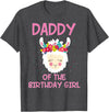 Llama Matching Birthday Party Theme Supplies Daddy of The Birthday Girl Llama First 1st Birthday Girl T-Shirt - Dark Heather Grey