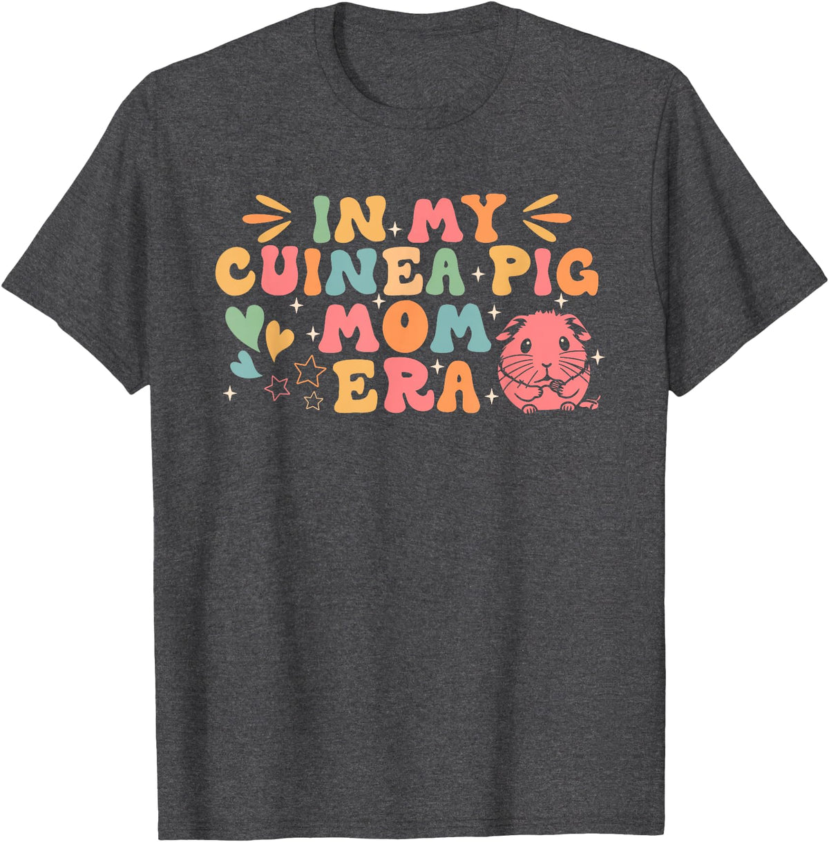 In My Guinea Pig Mom Era Funny Groovy Guinea Pig Mothers Day T-Shirt - Dark Heather Grey