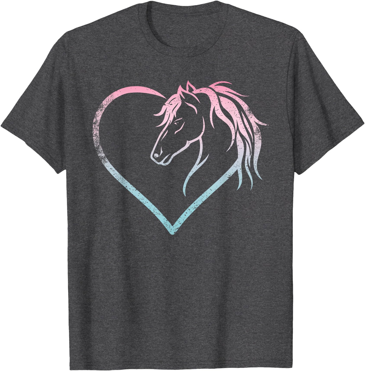 Horse Girl Designs Women I Love My Horses Riding Heart With Horse Head For Horseback Riding Horse T-Shirt - Dark Heather Grey
