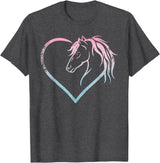 Horse Girl Designs Women I Love My Horses Riding Heart With Horse Head For Horseback Riding Horse T-Shirt - Dark Heather Grey