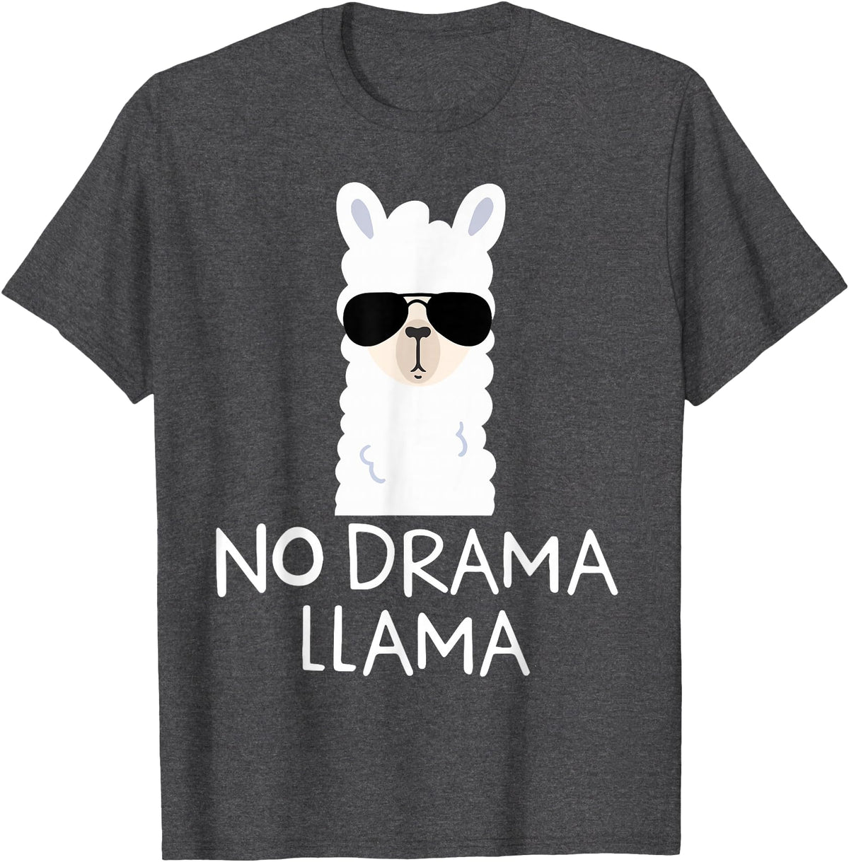 No Drama No Pob-Llama Alpaca Gifts No Drama Llama Alpaca with Sunglasses Llama Lovers Gift T-Shirt - Dark Heather Grey
