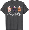 Highland Cow Nurse Life Costume Cute Highland Cow Nurse Life Farm Animal Lover Nursing T-Shirt - Dark Heather Grey