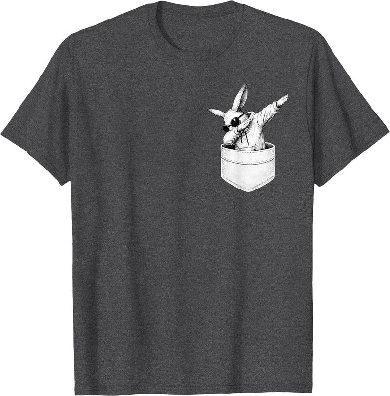 Easter Day Bunny in Pocket Cool Rabbit Men Women Kids T-Shirt in Dark Heather Grey