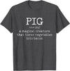 We Love Bacon - Chef Apparel & Gifts We Love Bacon Bacon Pig Definition Chef Funny Gift T-Shirt - Dark Heather Grey