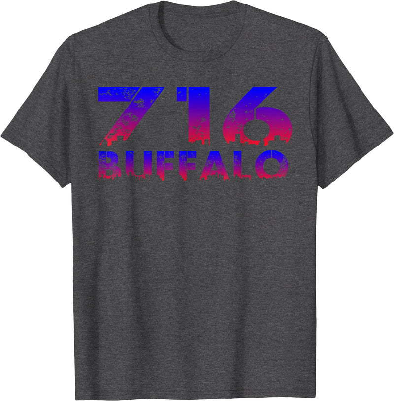 716 Tee's 716 Buffalo Skyline WNY pride T-Shirt - Dark Heather Grey