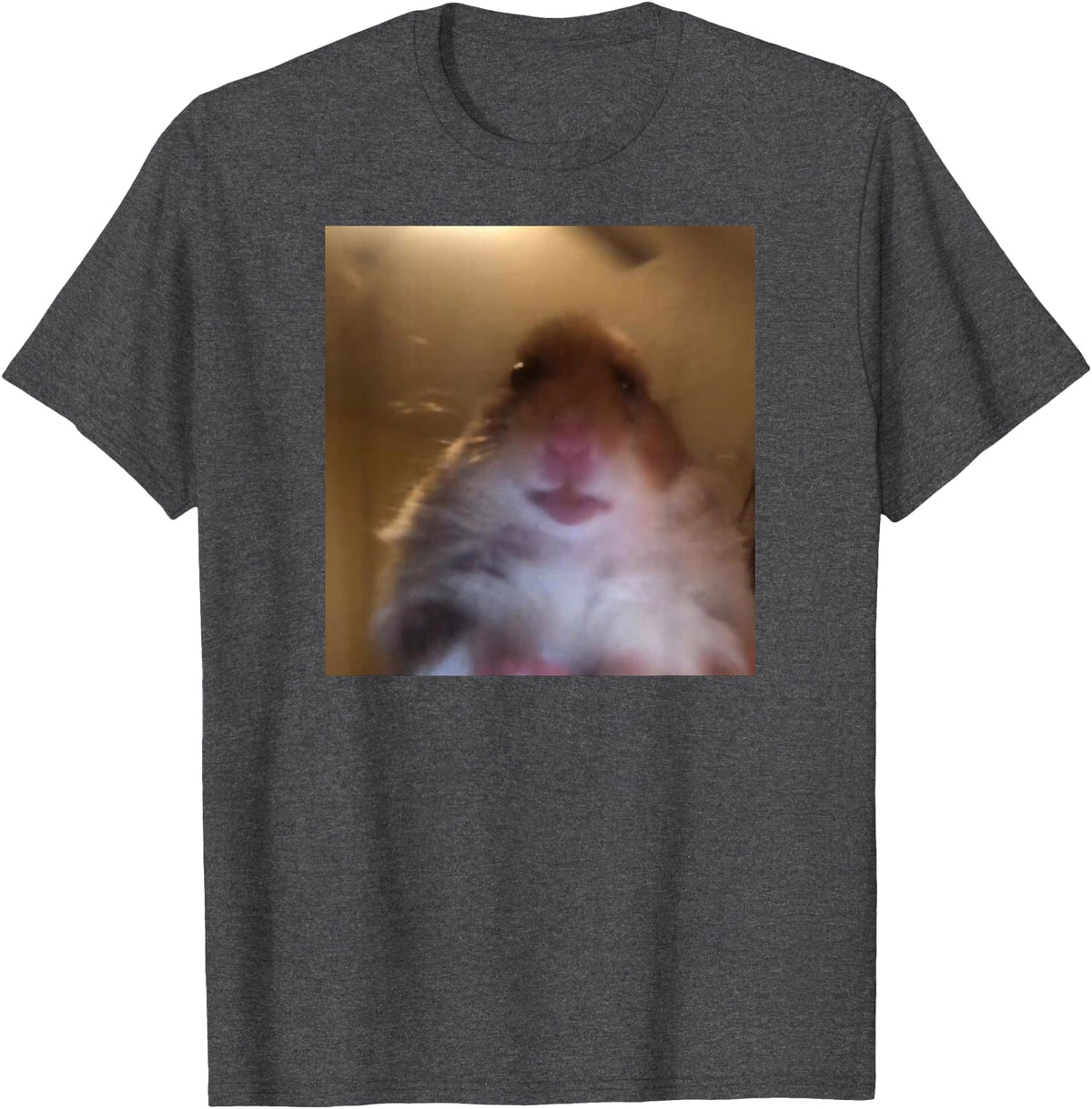 Hamster stares into the front camera I Internet Hamster Meme T-Shirt - Dark Heather Grey