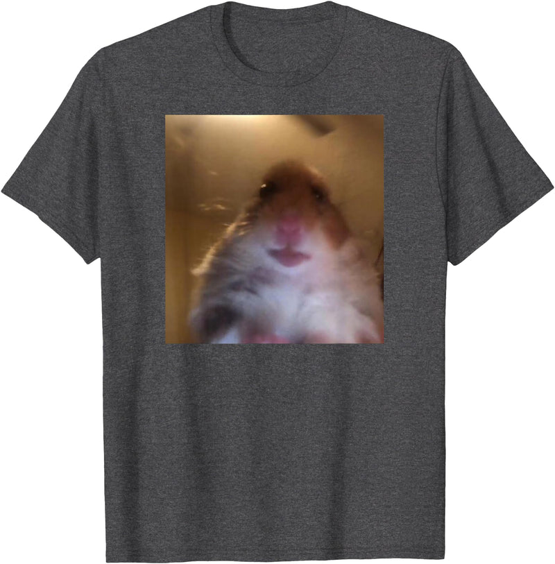 Hamster stares into the front camera I Internet Hamster Meme T-Shirt - Dark Heather Grey