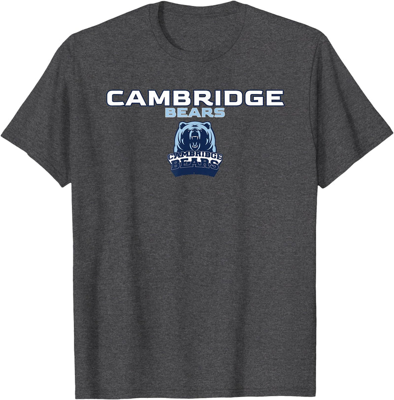 Official High School Fan Gear Cambridge High School Bears Stacked T-Shirt - Dark Heather Grey