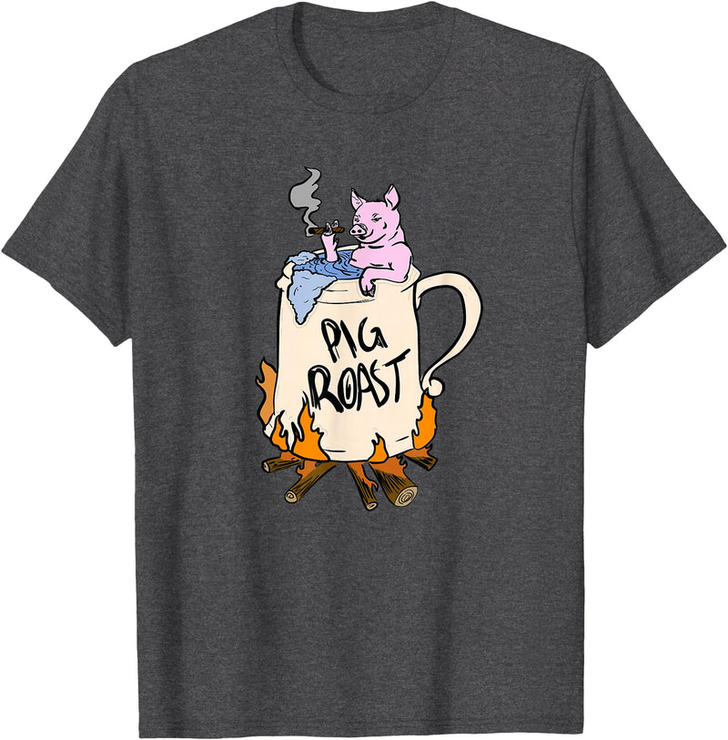 Funny animal pig roast party clothing and apparel Funny Pig Spit Roast BBQ Party Grill Master Gift T-Shirt - Dark Heather Grey