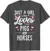 Pigs Memme Just A Girl Who Loves Pigs And Horses Gift Women T-Shirt - Dark Heather Grey