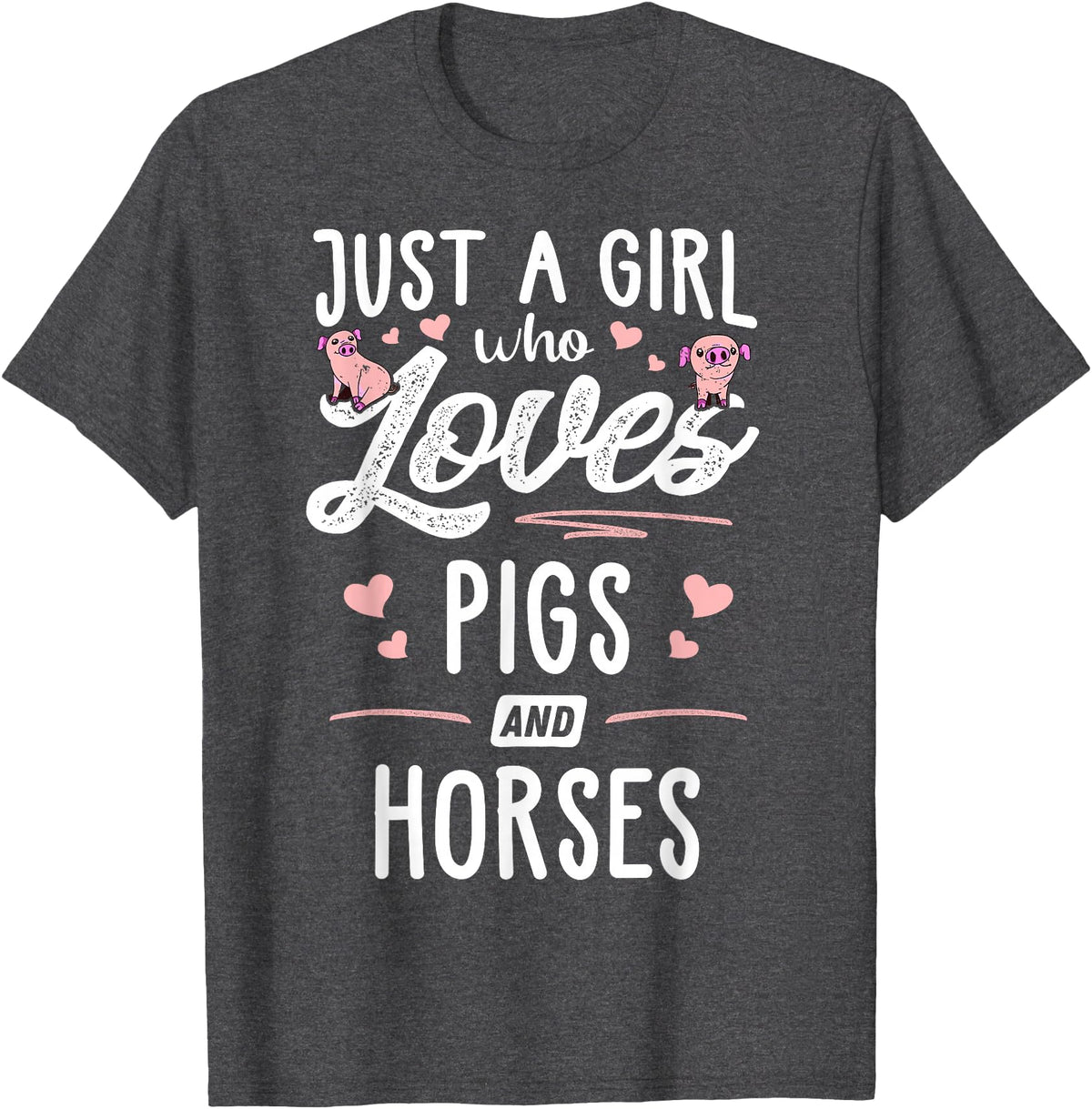 Pigs Memme Just A Girl Who Loves Pigs And Horses Gift Women T-Shirt - Dark Heather Grey
