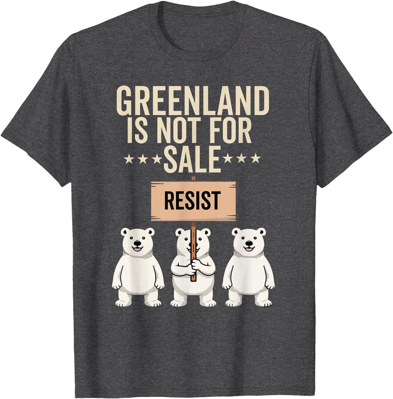 Greenland is not for sale Merch Greenland is not for Sale Polar Bear Greenland Support Prote T-Shirt - Dark Heather Grey