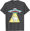 UFO Abduction Cute Polar Bear T-Shirt - Dark Heather Grey