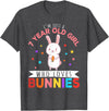 I'm Just a 7 Year Old Girl Who Loves Bunny Rabbit Girl T-Shirt in Dark Heather Grey