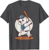 Adorable Polar Bear Baseball Theme Design Cute Polar Bear Playing Baseball Design Adorable Baseball T-Shirt - Dark Heather Grey