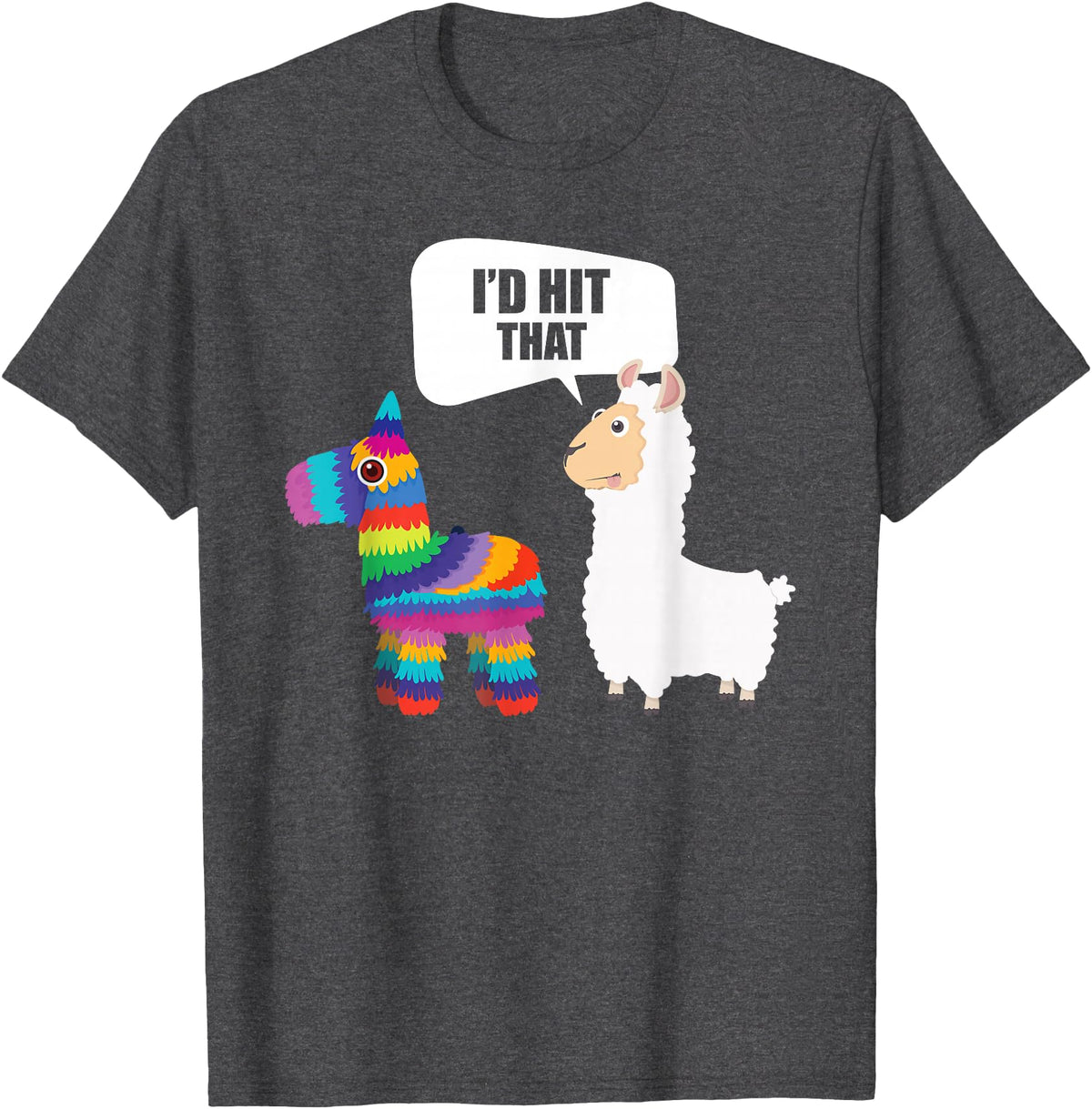 VepaDesigns Cinco De Mayo Shirt Mexican Gift Llama Id Hit That Pinata Mexican Funny Cinco de Mayo Gift T-Shirt - Dark Heather Grey