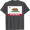 Funny California Clothing My Governor is an Idiot Shirt Bear California State Flag T-Shirt - Dark Heather Grey