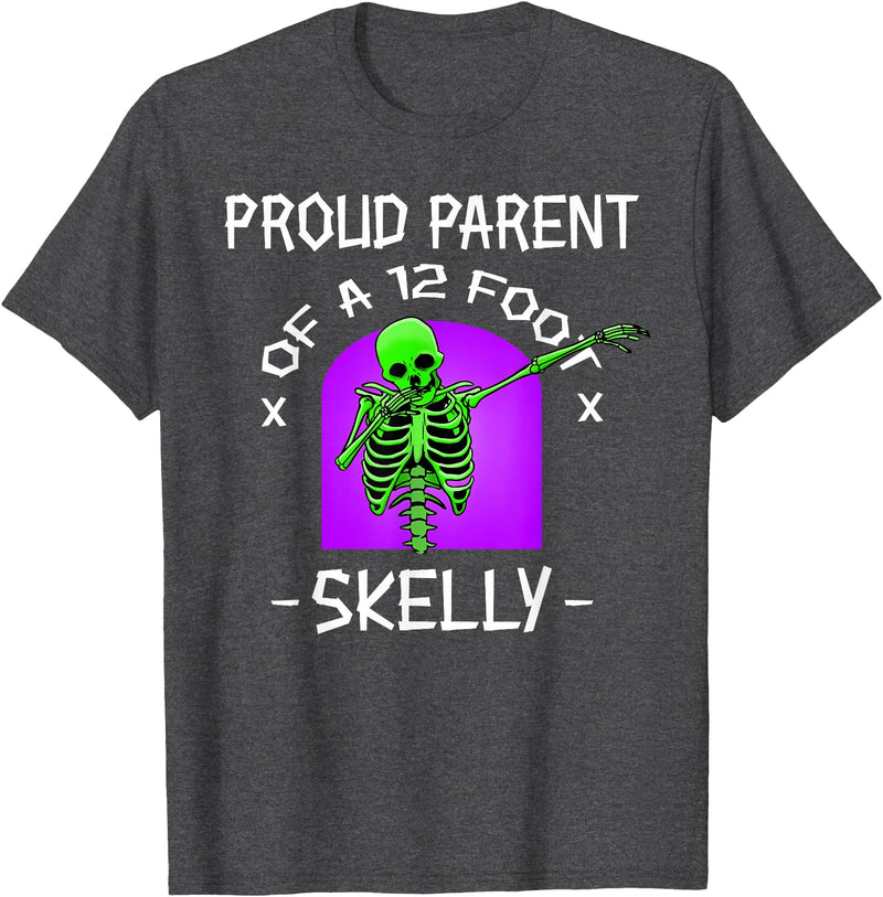 Halloween Clothing & Costumes Proud Parent of A 12 Foot Skelly - Halloween Skeleton T-Shirt - Dark Heather Grey