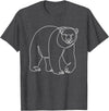 Modern Minimalist Wildlife Line Art Graphic Minimalist Polar Bear Single Line Art Drawing T-Shirt - Dark Heather Grey