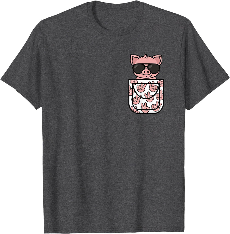 KATYLIN Funny Pig Pocket Pig Lover Men Women Boys Girls Kids T-Shirt - Dark Heather Grey