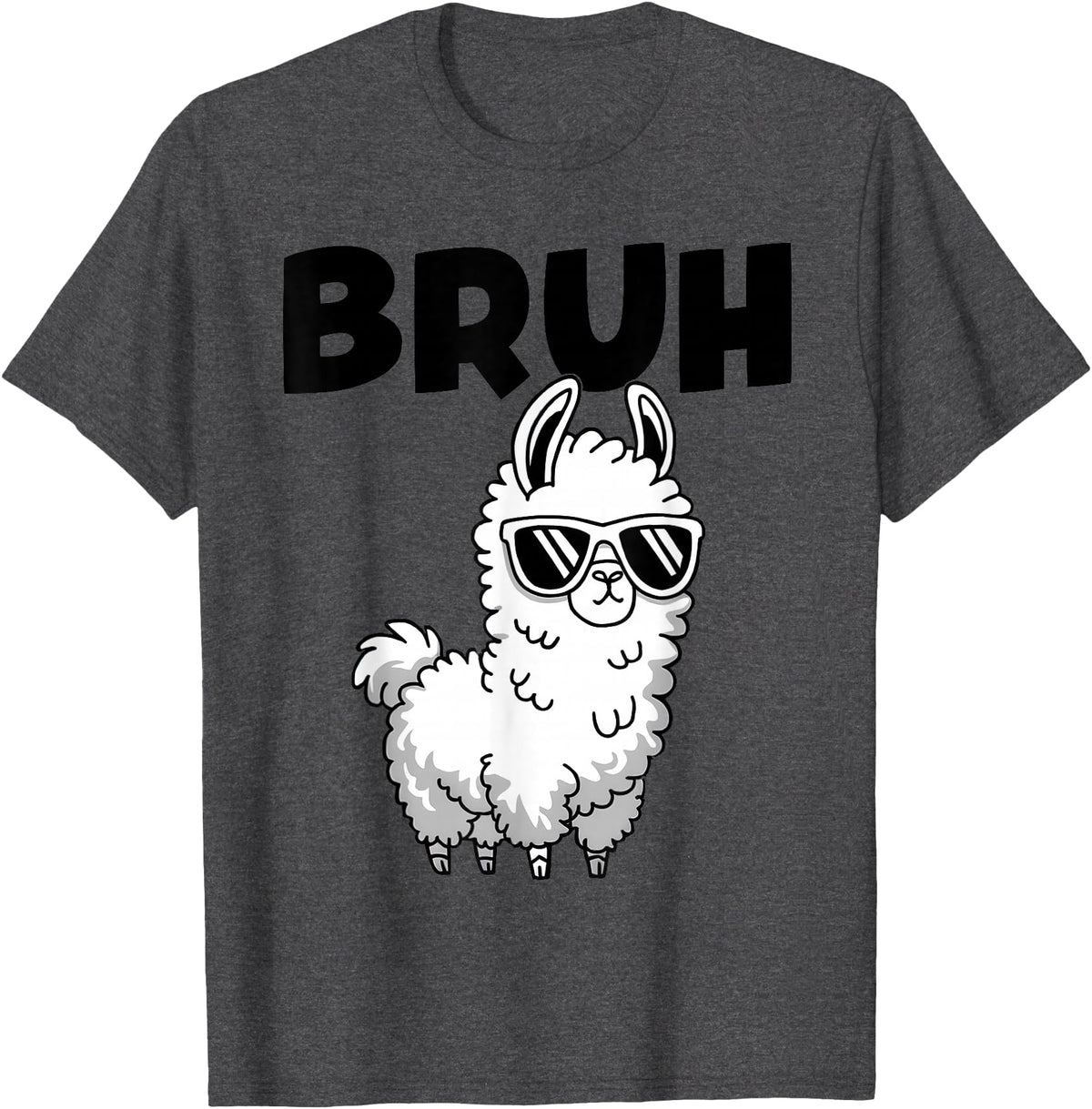 Bruh Llama Sunglasses by LazyPanda Bruh Llama Funny Alpaca Llama Boys Kids Girls Trendy Graphic T-Shirt - Dark Heather Grey