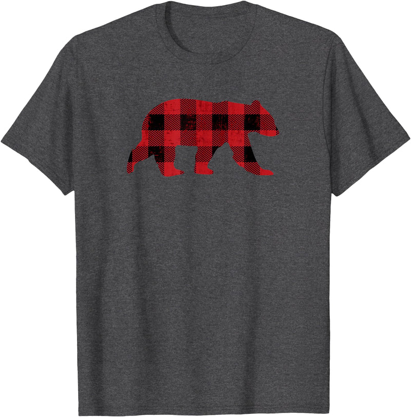 The Bearly Red Buffalo Check Vintage Bear for Gay Bear Pride T-Shirt - Dark Heather Grey