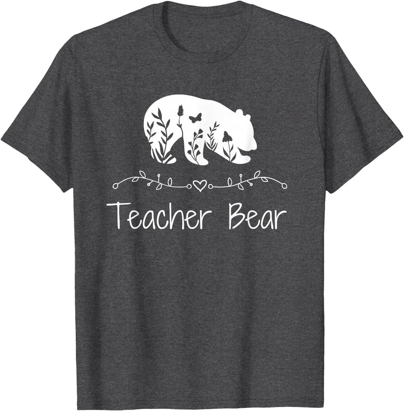 Teacher Bear Funny Teachers back to school Gifts Teacher Bear For Educators - Teacher Appreciation T-Shirt - Dark Heather Grey