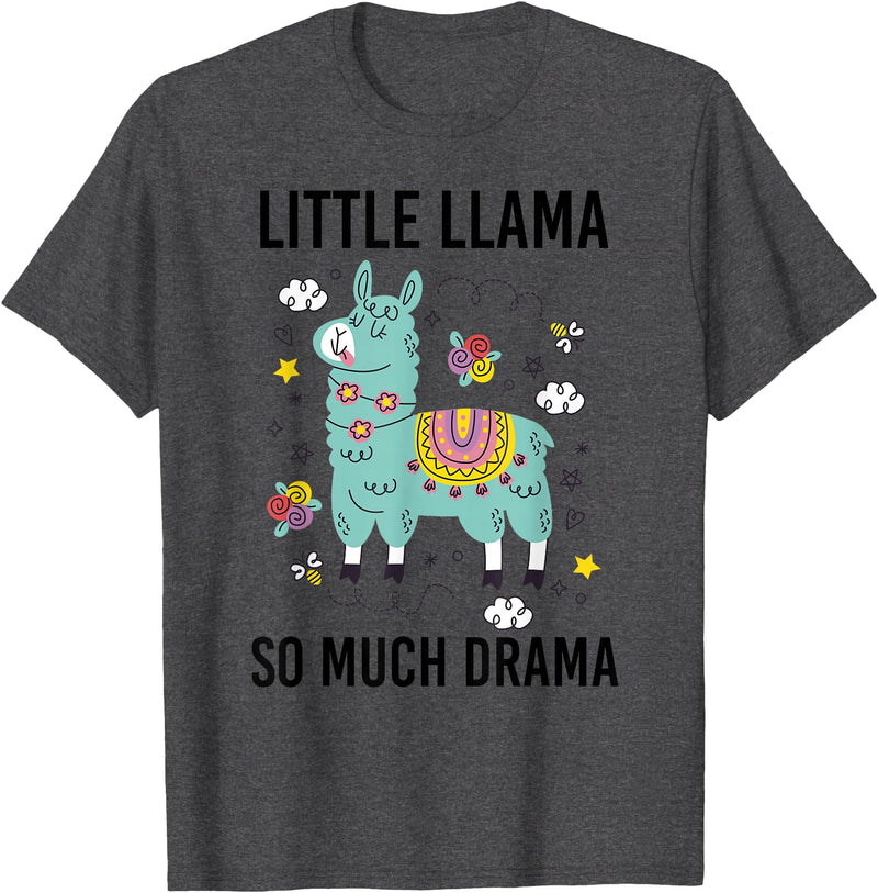 Llama Shirt Kids Boys Toddler Little Llama So Much Drama T-Shirt - Dark Heather Grey