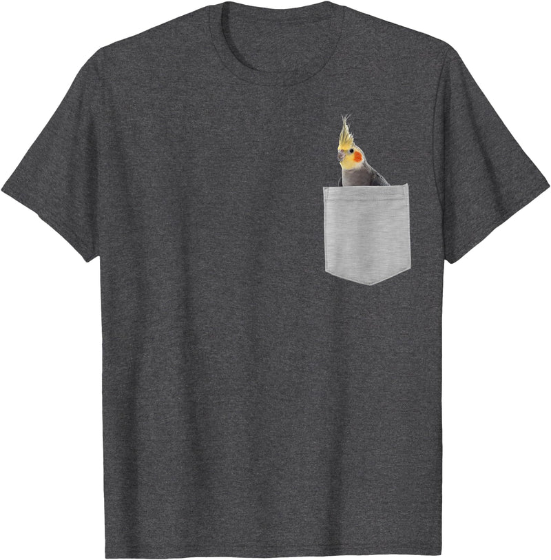 Animal in Your Pocket Cockatiel Bird T-Shirt - Dark Heather Grey