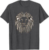 Teeshire Lion Head Tshirts Silver Lion Head Portrait Safari Animal Novelty Gift T-Shirt T-Shirt - Dark Heather Grey