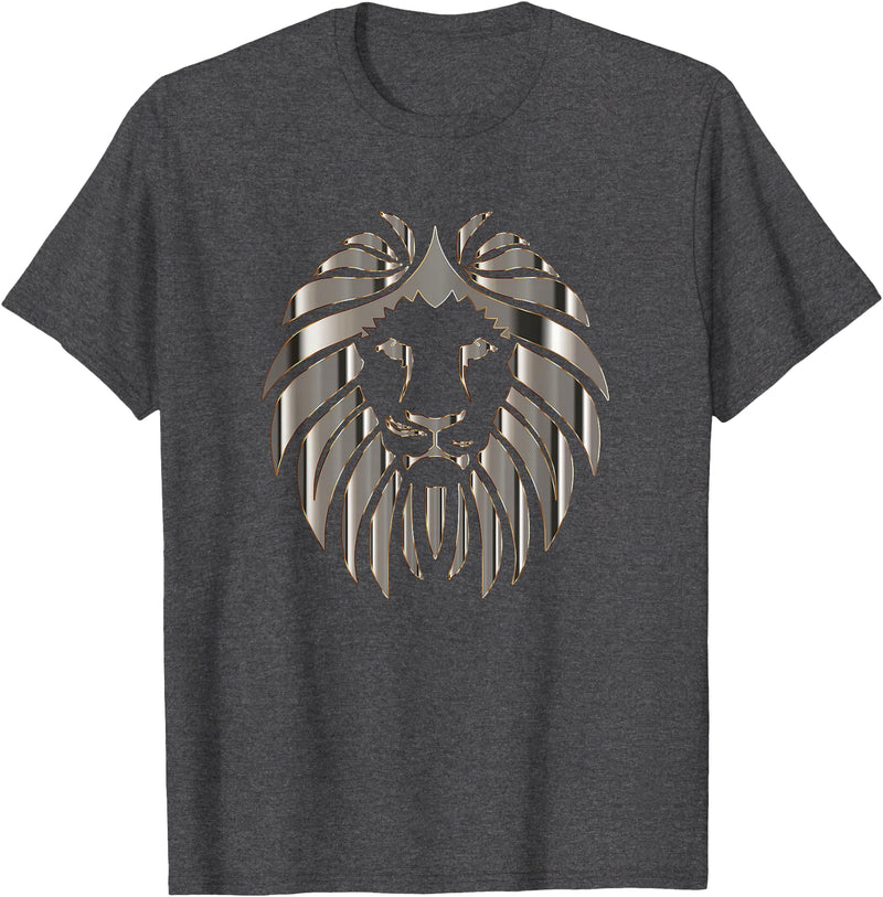 Teeshire Lion Head Tshirts Silver Lion Head Portrait Safari Animal Novelty Gift T-Shirt T-Shirt - Dark Heather Grey