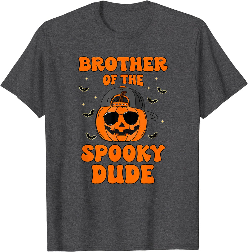 One Spooky Dude 1st Birthday Outfit For Family Brother of The Spooky Dude Halloween Pumpkin Birthday Family T-Shirt - Dark